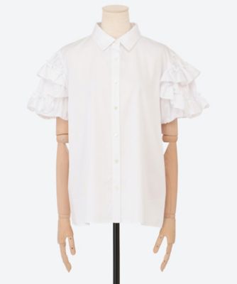 ラッフルトリムスリーブコットンブラウス YCB―325―500 | YOKO