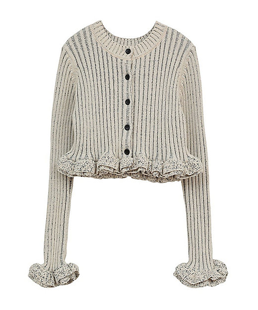 W FACE SHORT FRILLED KNIT TOPS 10106