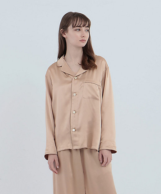 トップス】シルクパジャマ ジェンダーレス ピンクベージュ | Foo Tokyo