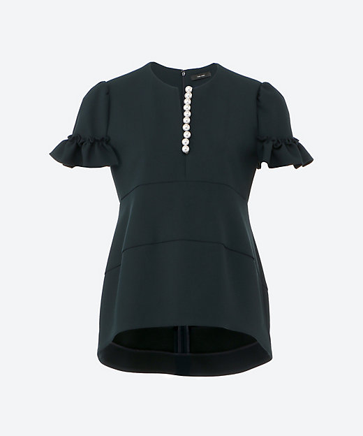 ギャザースリーブパールスリットラインブラウス YCB―625―494