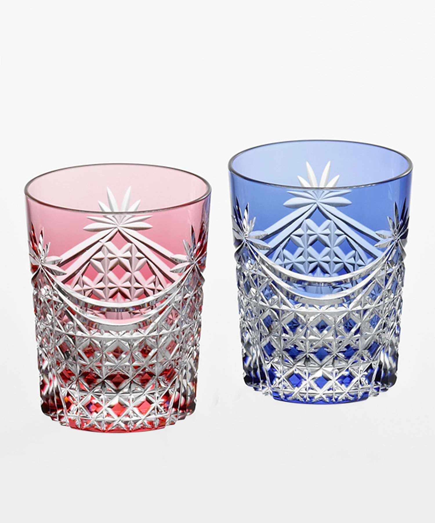 江戸切子 ペアロックグラス＜幕襞に四角籠目＞ | KAGAMI/カガミ | 三越