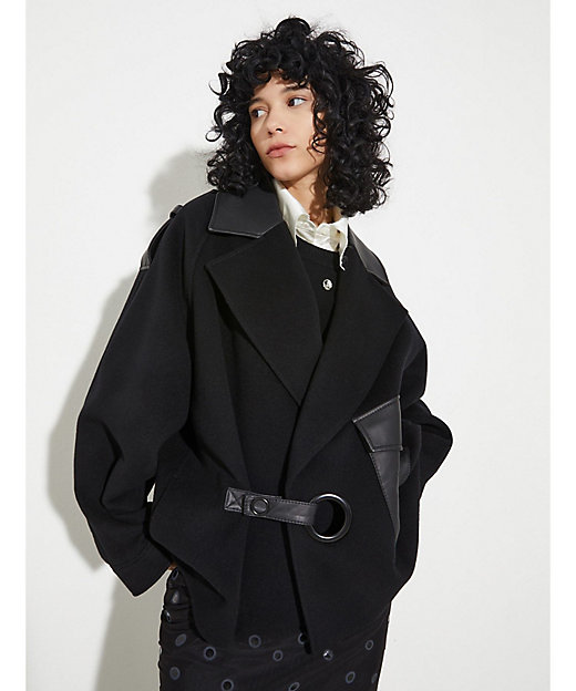 チバーダ ウール アンド レザー ブルゾン ジャケット