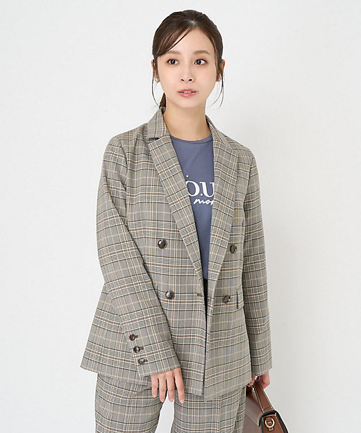 小さいサイズ】ダブルブレストジャケット（チェック・無地）／洗える