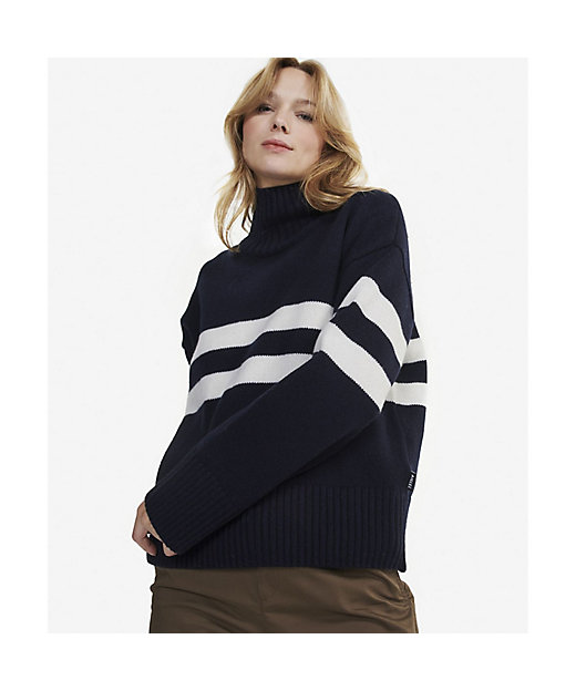 ウールクルーネックボーダーニットセーター ／ タートルネック | AIGLE