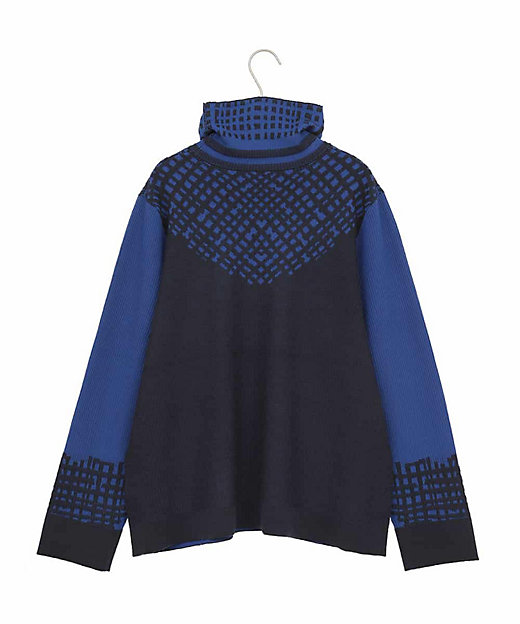 大きいサイズ】チェックアクセントタートルネックニット | HIROKO BIS