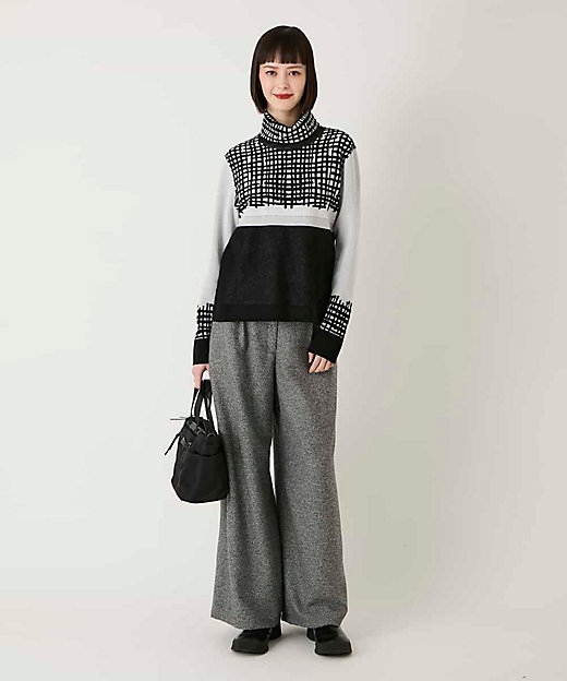 大きいサイズ】チェックアクセントタートルネックニット | HIROKO BIS