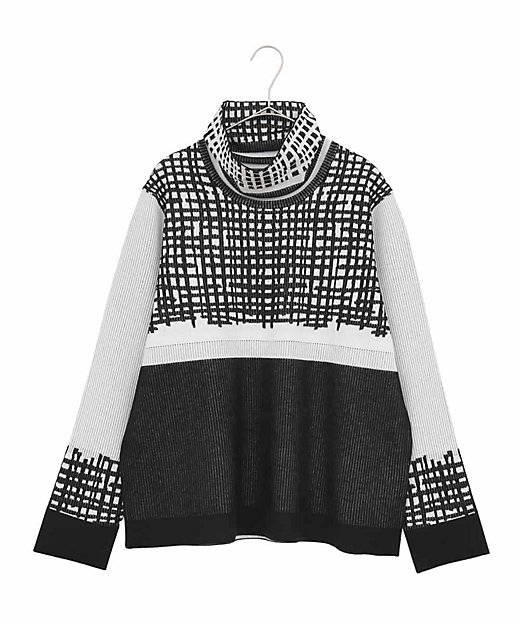 大きいサイズ】チェックアクセントタートルネックニット | HIROKO BIS