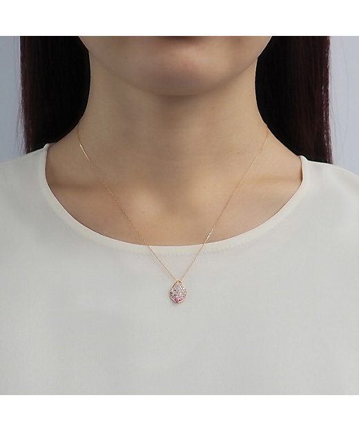 K18PGピンクサファイア／ダイヤモンドネックレス