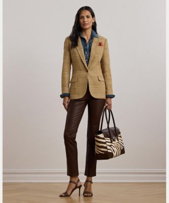 ヘリンボーン リネンブレンド ツイード ブレザー