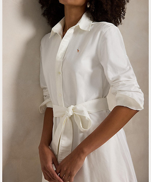 ベルテッド コットン オックスフォード シャツドレス