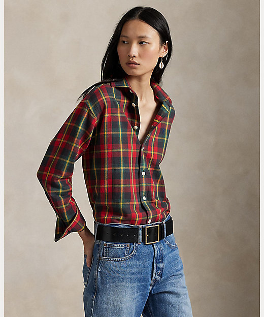 リラックス フィット チェック コットン ツイル シャツ