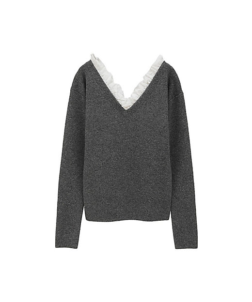 くまちゃん様2WAY FRILL V NECK KNIT TOPS CLANE クラネ CLANE 2WAY