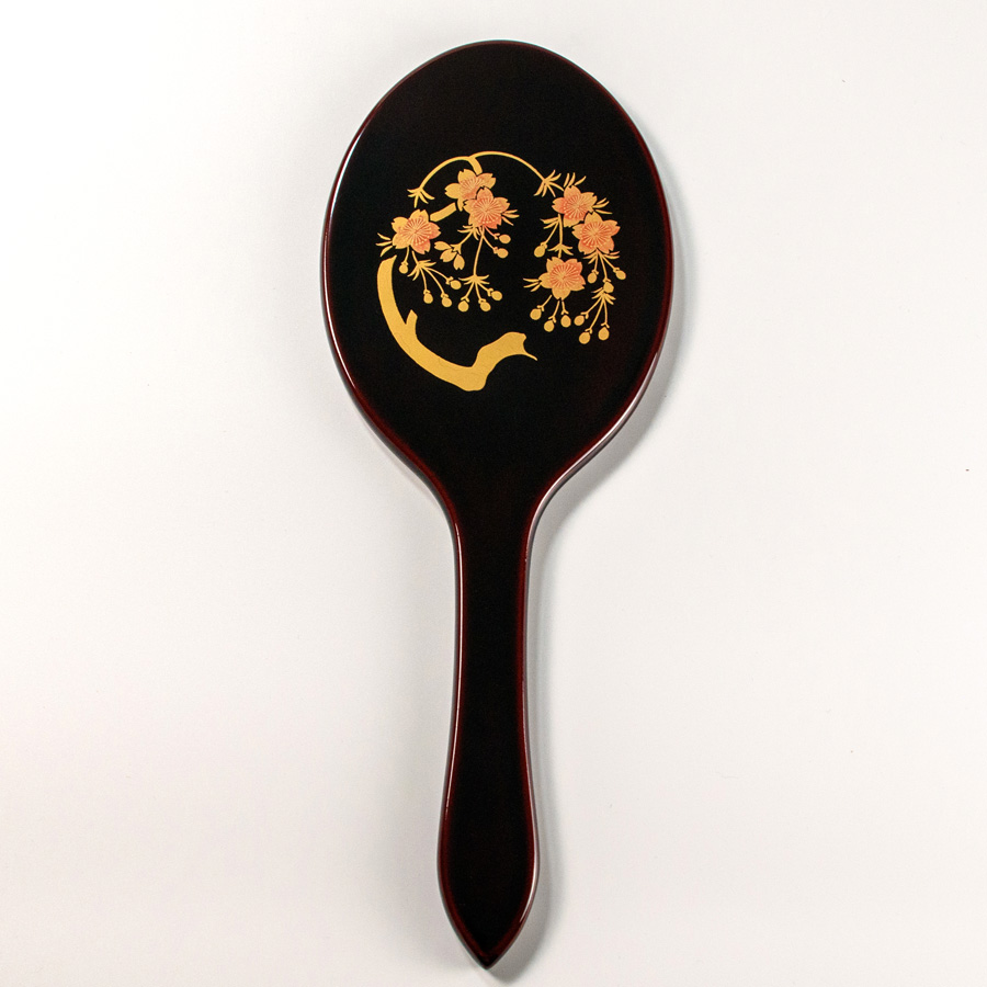 木製手鏡 桜蒔絵/青貝桔梗 漆塗り ハンドミラー 漆器の井助
