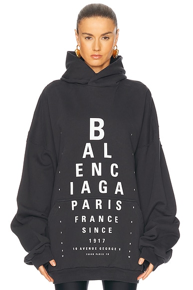 Balenciaga Large Fit Hoodie in Washed Black & White | FWRD