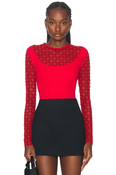 Givenchy Sheer Long Sleeve Top in Red | FWRD