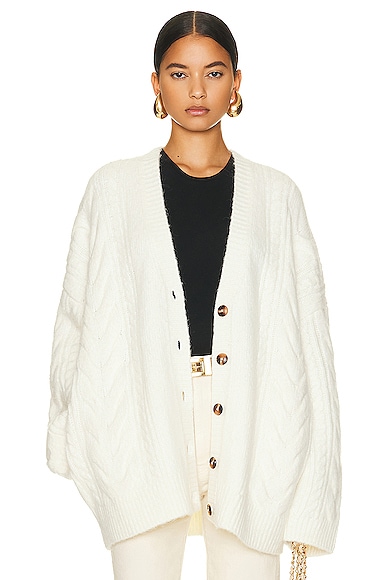 Helsa Serena Cable Cardigan in White | FWRD