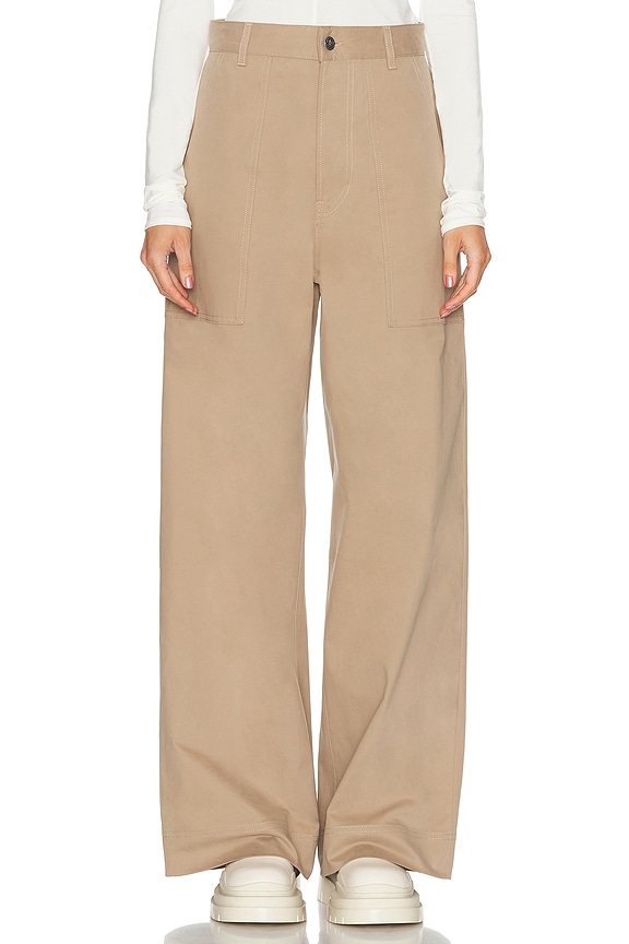 Lemaire High Waisted Curved Wide Leg in Denim Snow Beige | FWRD