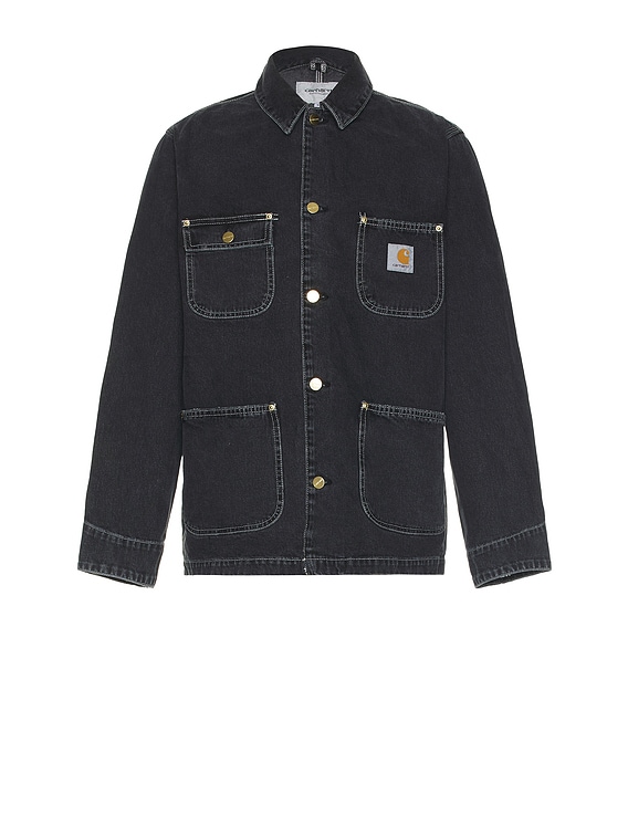 Carhartt WIP OG Chore Coat in Black Heavy Stone Wash | FWRD