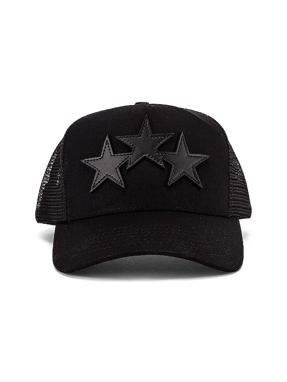 Amiri 3 Star Trucker Hat in Black | FWRD