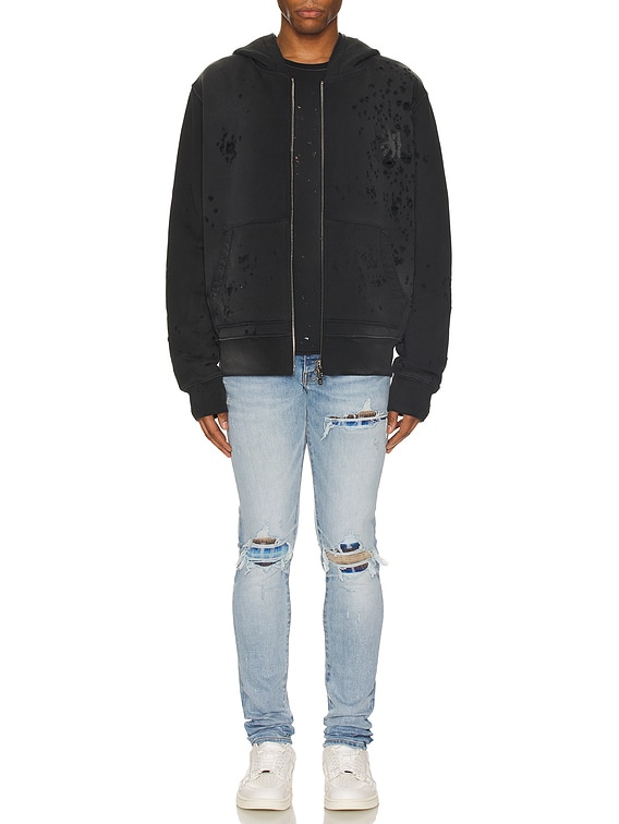 Amiri Ma Logo Shotgun Zip Hoodie in Faded Black | FWRD