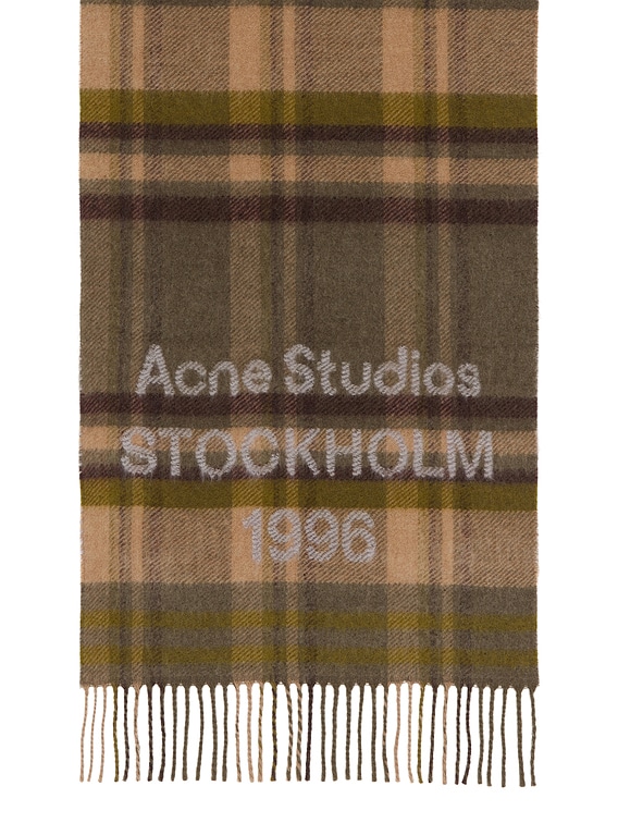 Acne Studios Venus Check 1996 Scarf in Olive Green & Grey | FWRD
