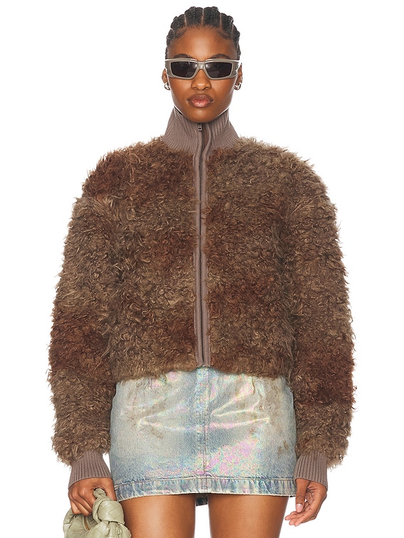 Acne Studios Freya Faux Fur Jacket in Mud Brown | FWRD