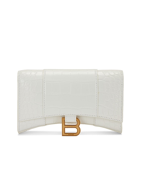 Balenciaga Hourglass Wallet on Chain Bag in Optic White | FWRD