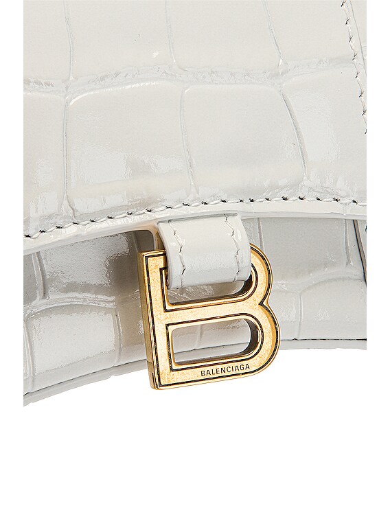 Balenciaga Mini Hourglass Top Handle Bag in White | FWRD
