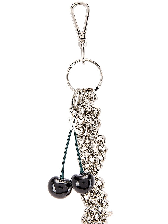 Raf Simons Black Cherries Twisted Wallet Chain in Silver | FWRD