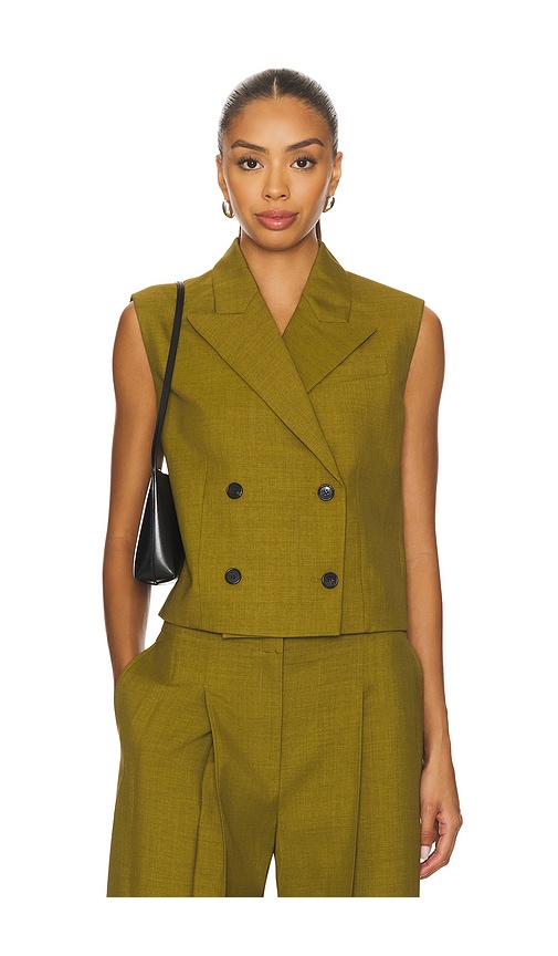 Theory Peak Double Breasted Vest in Avocado | REVOLVE