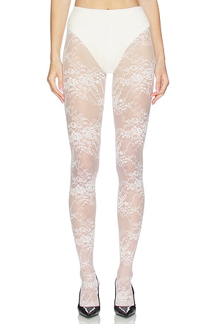 Nodress X Roomservice888 Bowknot Lace Short Leggings in White