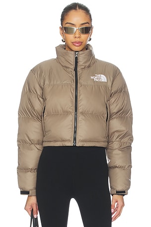 The North Face Nuptse Short Jacket in Mocha Brown | REVOLVE