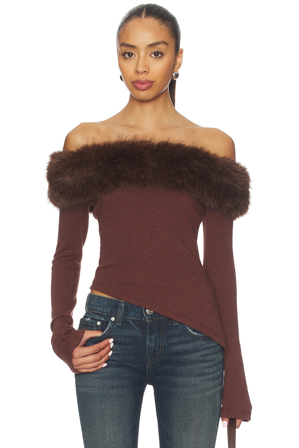 I.AM.GIA Off Shoulder Top in Brown | REVOLVE