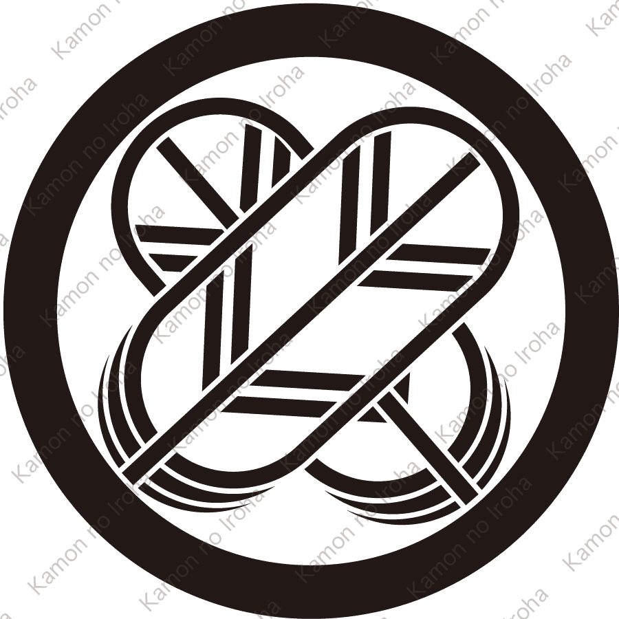 丸に中陰違い鷹の羽紋（まるにちゅうかげちがいたかのは）：家紋のいろは