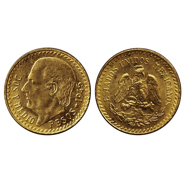 メキシコ2.5ペソ金貨の重さと直径と品位等｜色石BANK