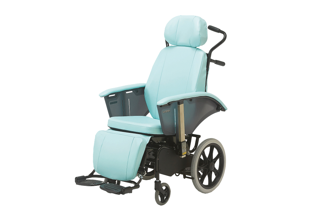 フルリクライニング 車椅子レザーシート(ブルー)｜製品情報｜株式会社