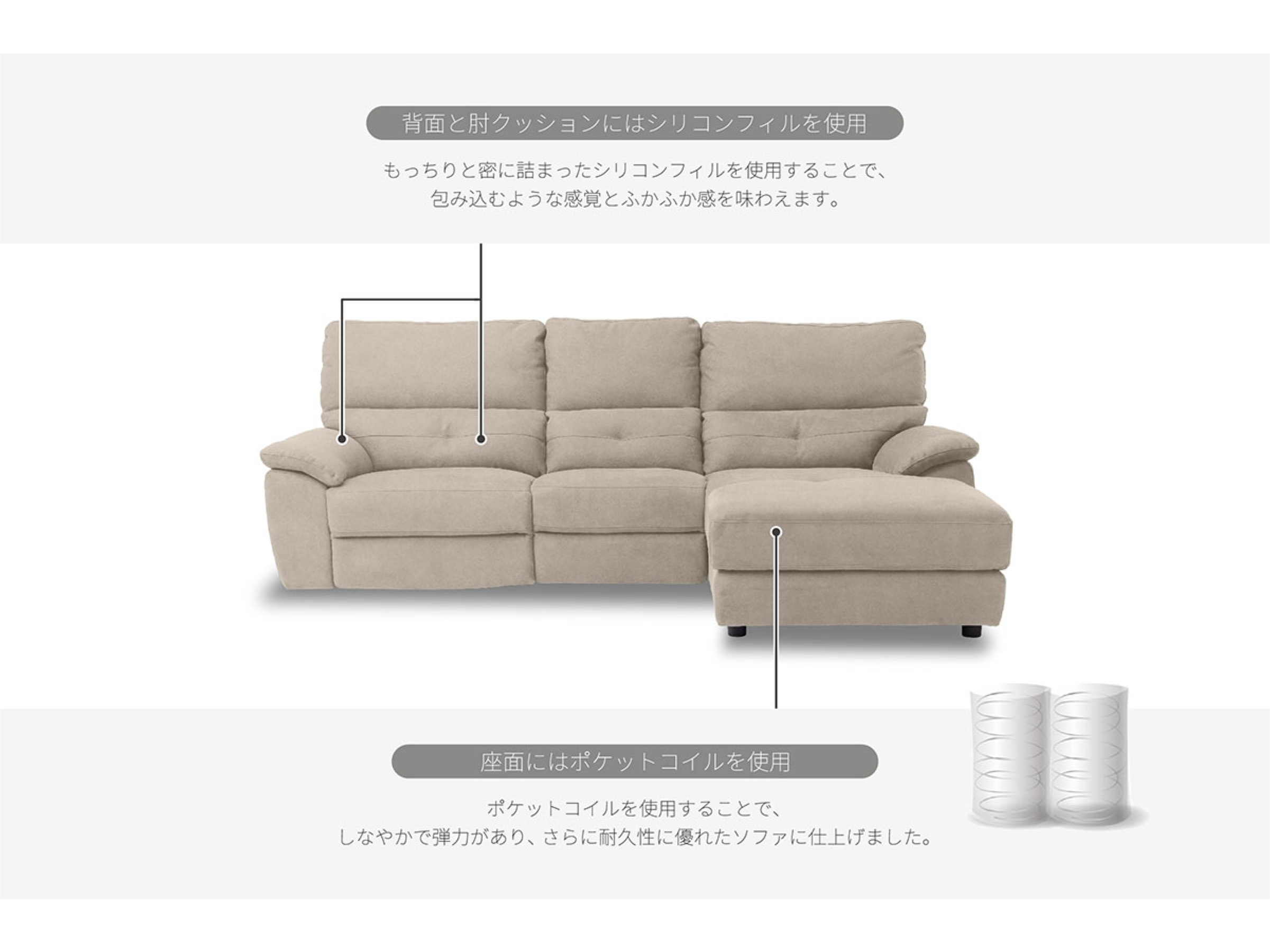 DRAGO (ドラゴ) カウチソファ － キズや汚れに強い ”レザーテックス