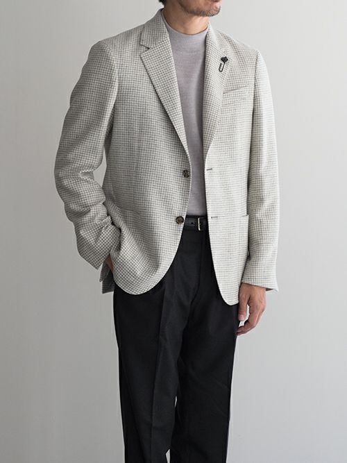 LARDINI ラルディーニ ヘリンボーン柄ニットジャケット NAVY | ITAL