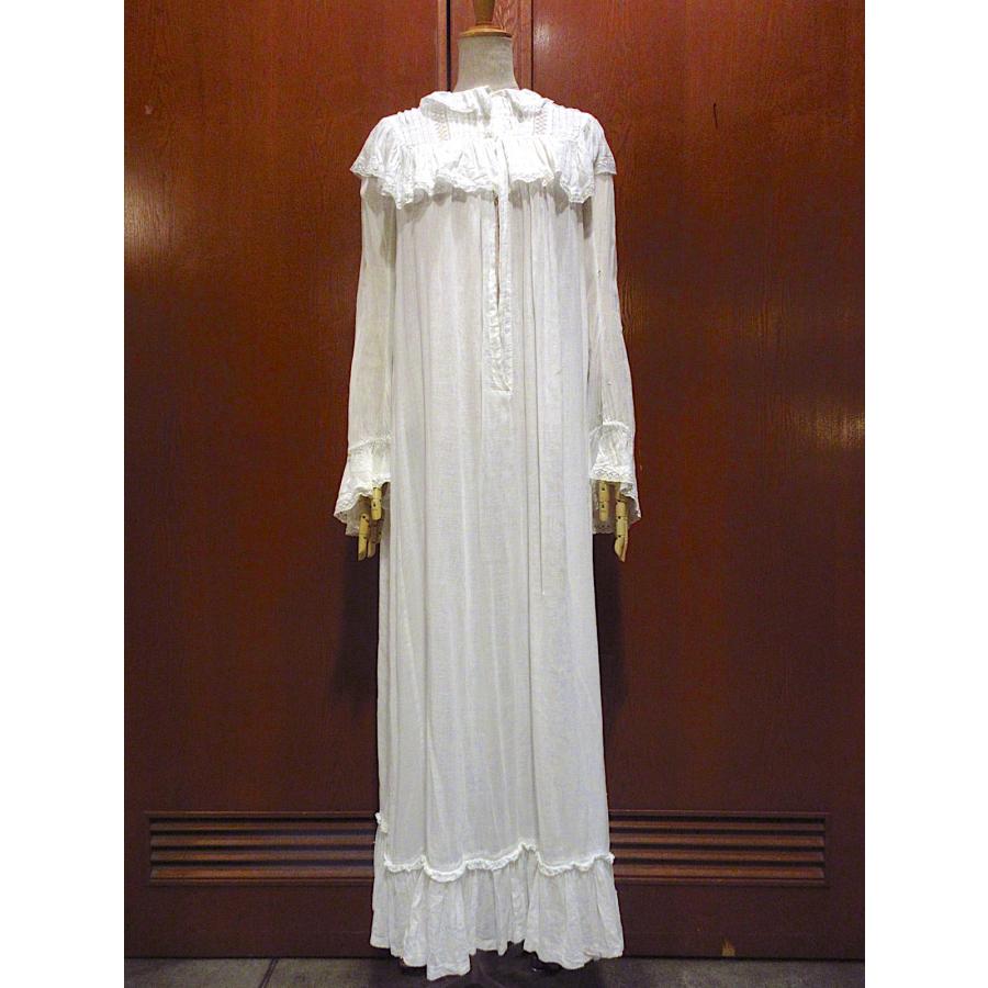 ビンテージ~20s○レース刺繍柄長袖ワンピース白○241008m6-w-lsdrs