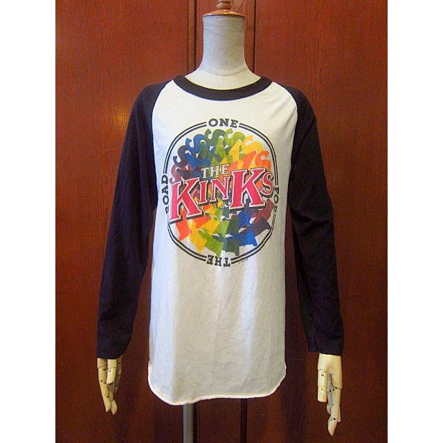 ビンテージ80's☆THE KINKS ラグランTシャツ紺☆70's90'sキンクス UK
