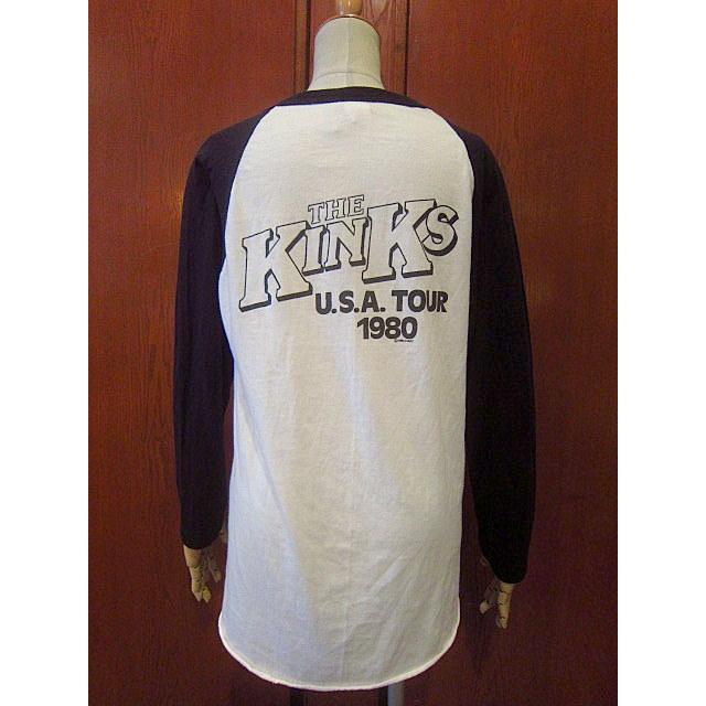 ビンテージ80's☆THE KINKS ラグランTシャツ紺☆70's90'sキンクス UK