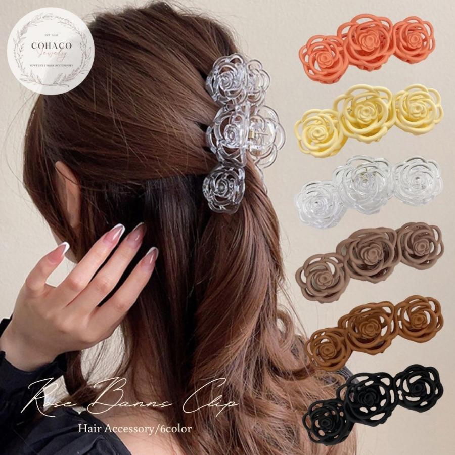ローズ 薔薇 バンスクリップ ヘアークリップ 上品 お花 フラワー ヘア