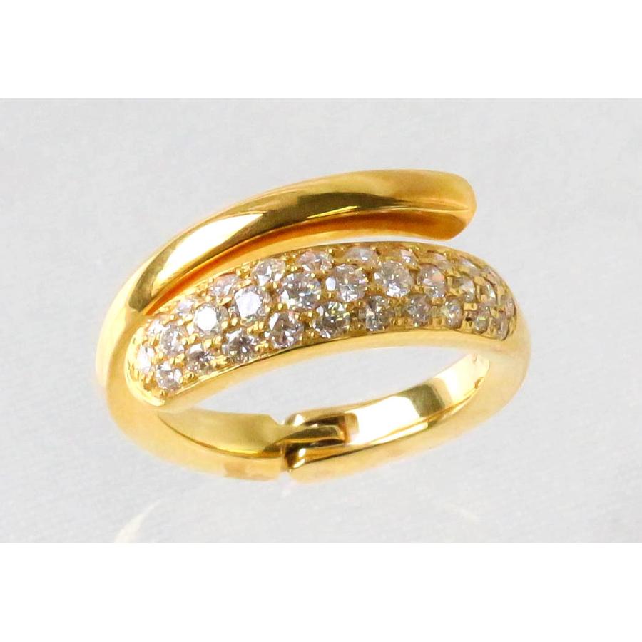 K18YG ダイヤモンド リング 開閉式 イエローゴールド 指輪 オープン