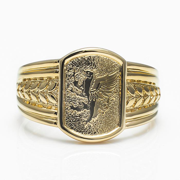 K18印台ゴールドメンズ リング指輪18金ライオ 紋章刻印入り保証書付き