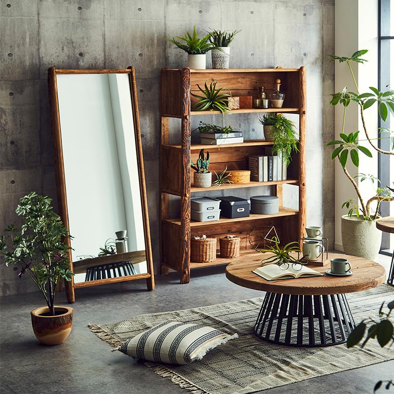 姿見 鏡 全身鏡 スタンドミラー 木製 無垢材 かがみ 大きいミラー 幅60