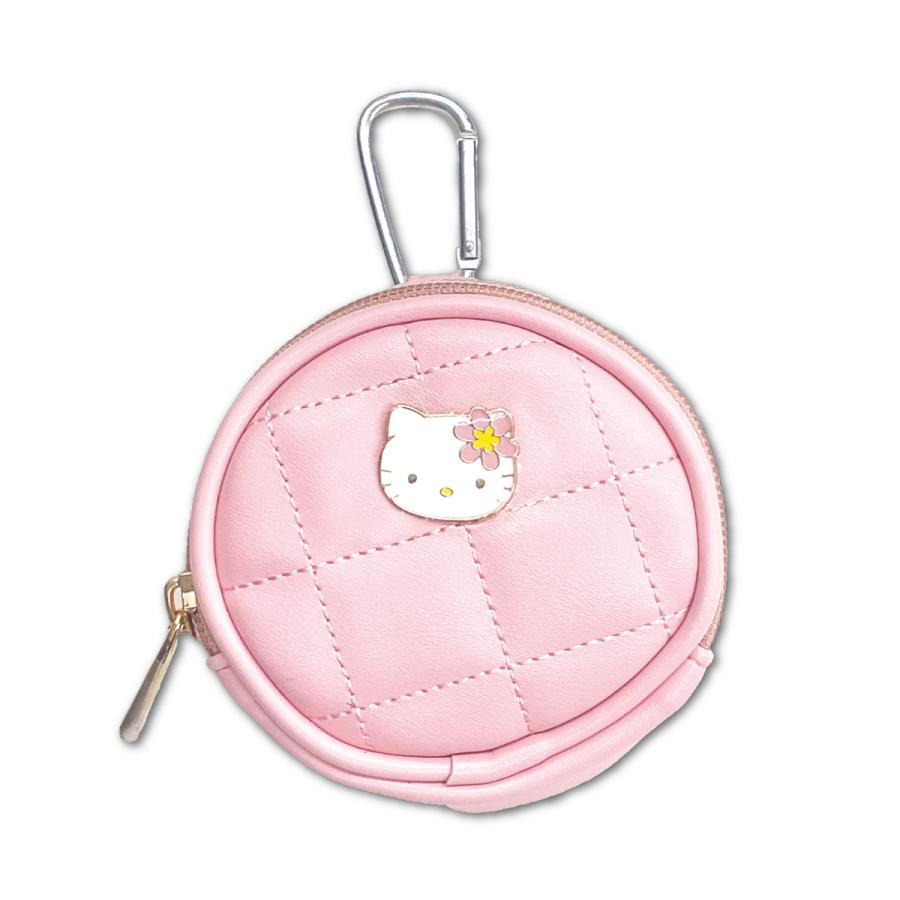 ハローキティ ミニポーチ カラビナ付き ピンク キルト 合皮 サンリオ