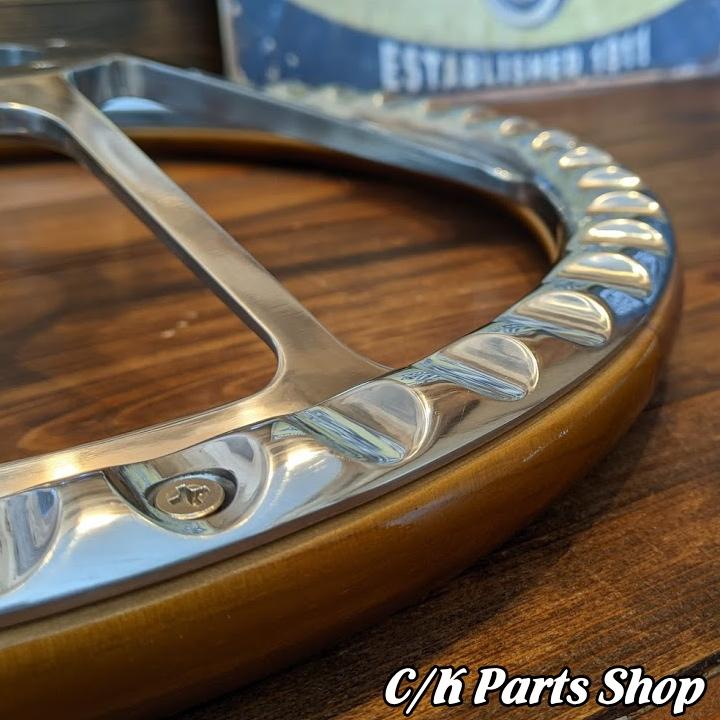 ビレットステアリングホイール 14インチ Φ35cm マッスル マホガニー