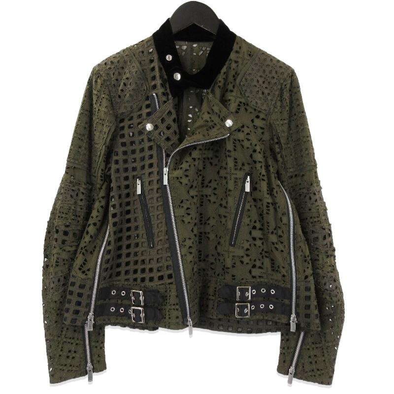 sacai（サカイ） 美品 レース ライダースジャケット 21-05459 21SS