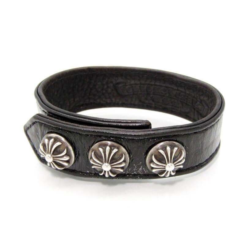 CHROME HEARTS（クロムハーツ） レザーブレスレット 3BTN 2SNP