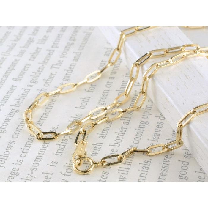 ネックレスチェーン K18 ペーパークリップ チェーン イエローゴールド